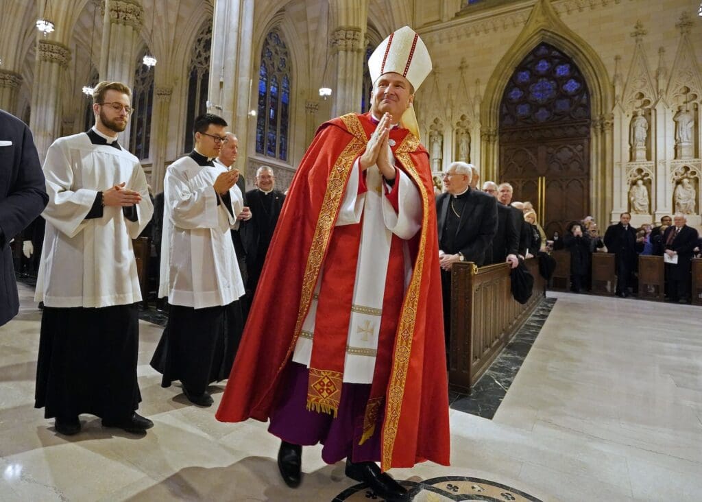 Archbishop Ronald A. Hicks arrives at St. Patrick’s Cathedral in New York.