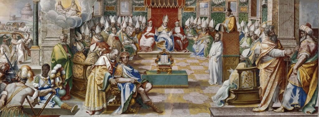Il Concilio di Nicea di Cesare Nebbia, 1560. Affresco sito a Roma, Biblioteca di Sisto V in Vaticano.