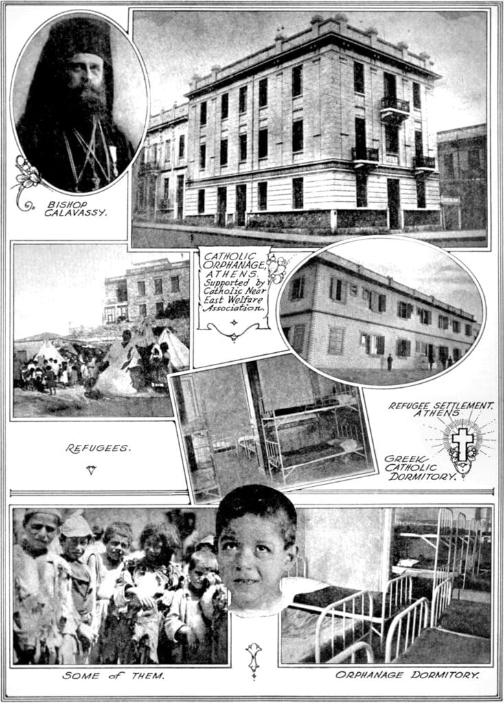 Un collage di fotografie d’epoca di CNEWA.