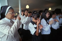 Sister Arousiag Sajonian leads catechesis programs at summer camps for youth in Tzakhkatzor, Armenia. (photo: Armineh Johannes)