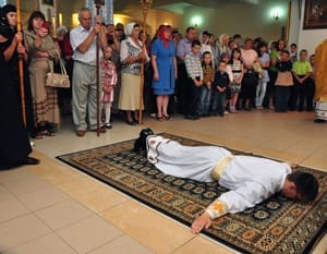 A young man is ordained a priest in the Church of the Transfiguration in Kolomyja, Ukraine. (photo: Petro Didula)