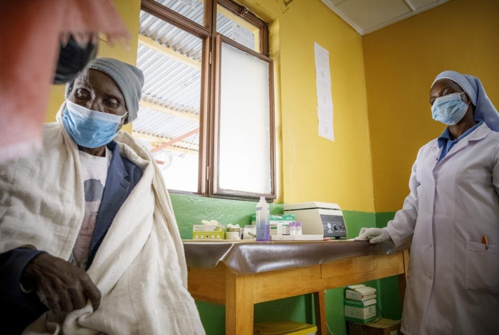 A patient is cared for at the Medhanialem Clinic in Mendida, Ethiopia.