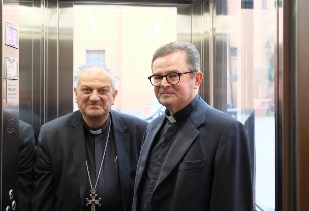 Syrian Archbishop Jacques Mourad of Homs and Msgr. Pawel Ptasznik.
